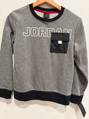 Jordan Grey Pullover Sweatshirt with Black Trim